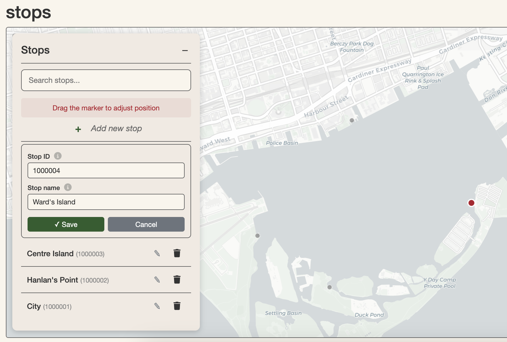 Create stops in the Shiny app.